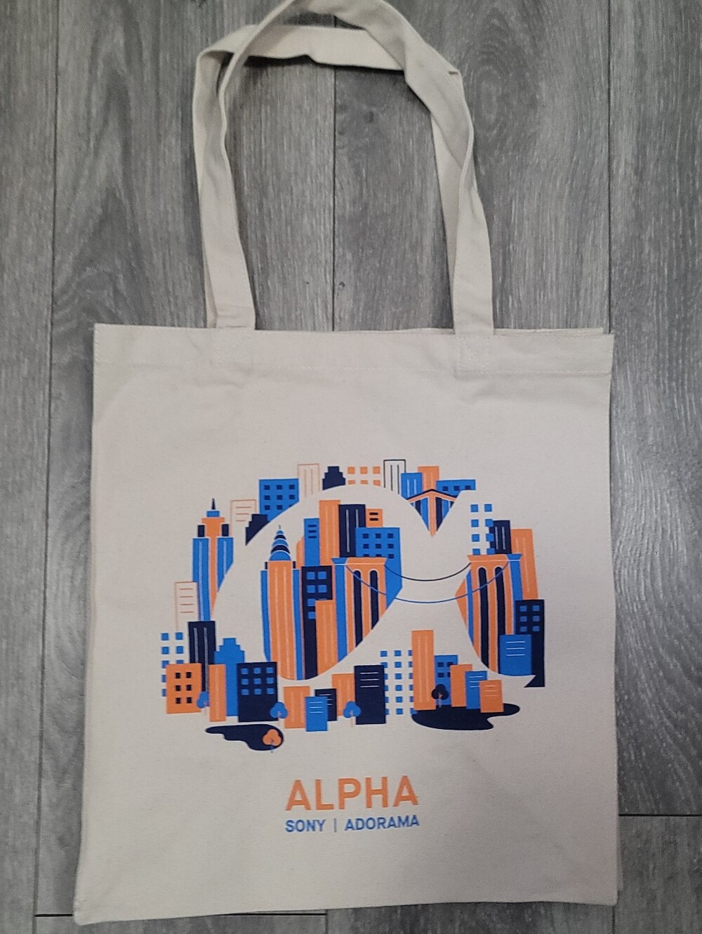 Sony Alpha x Adorama Blue & Orange and Beigh Print Canvas Tote Bag - Picture 2 of 3